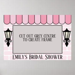 Cadre photo affiche de Baby Shower Parisien Rose