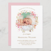 cadre photo de fleurs couronne | Invitation au bap (Devant / Derrière)