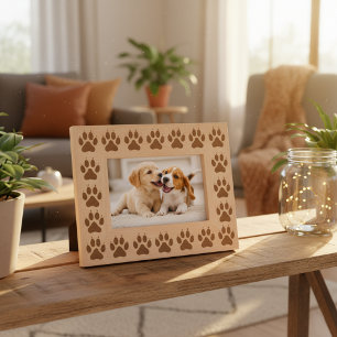 Cadre photo empreinte de patte de chien en bois 15