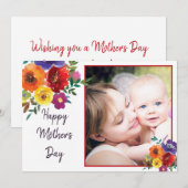 Cadre photo floral Carte de la fête des Mères (Devant / Derrière)