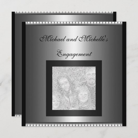 Cadre photo glamour invitation mariage argent (Devant / Derrière)