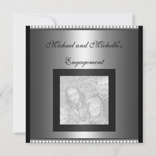 Cadre photo glamour invitation mariage argent (Devant)