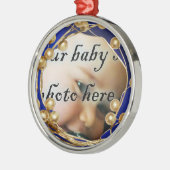 Cadre photo Gold Blue Argent Ornement de Noël (Gauche)