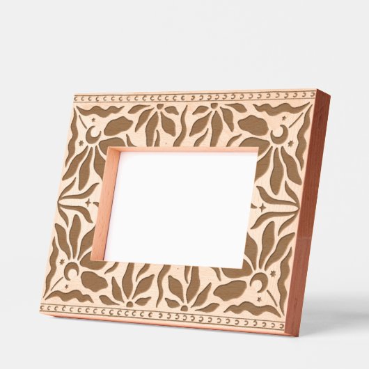 Cadre photo gravé au laser floral céleste (Gauche)