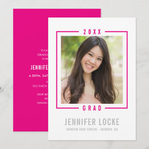 Cadre photo INVITATION 2020 GRAD chic rose vif