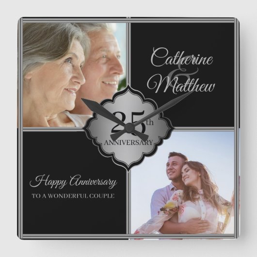 Cadre photo personnalisé 25e anniversaire Horloge (Recto)