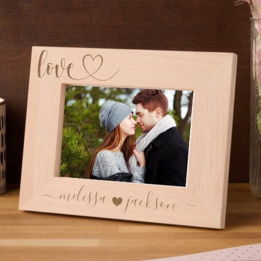 Cadre photo personnalisé avec noms pour l'amour