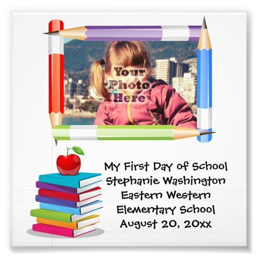 Cadre photo personnalisé de l'école pour enfants (Devant)