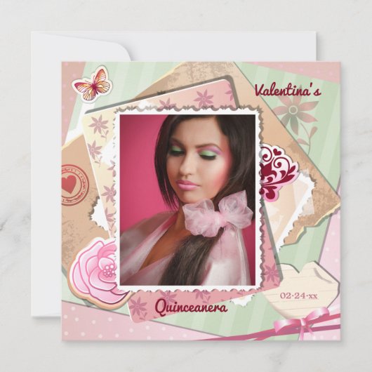 Cadre romantique Photo Invitation (Devant)