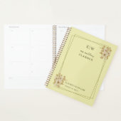 Cadre rose - Mariage jaune céleste Monogramme (Devant avec enveloppe)