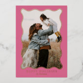 Cadre rose ondulé, vacances modernes, carte photo  (Recto)