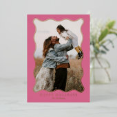 Cadre rose ondulé, vacances modernes, carte photo  (Debout devant)