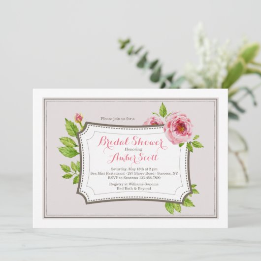 Cadre rose Peony 2 Invitation (Debout devant)