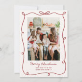 Cadre rouge, Carte de Noël de famille rayée (Devant)