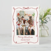 Cadre rouge, Carte de Noël de famille rayée (Debout devant)