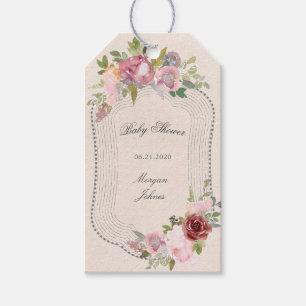 cadre rustique baby shower floral étiquettes cadea