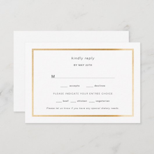 Cadre simple en feuille d'or pour réponse de maria (Devant / Derrière)