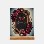 Cadre Steampunk avec Roses rouges et Engrenages (Recto)