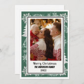 Cadre végétal Vintage vert Joyeux Noël carte (Devant / Derrière)