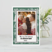 Cadre végétal Vintage vert Joyeux Noël carte (Debout devant)