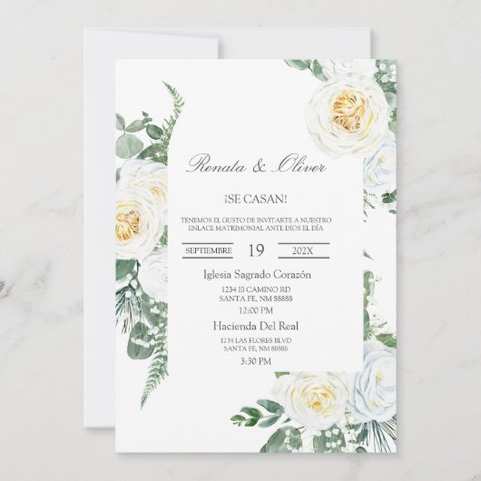 Cadre verdoyant Faire-part de mariage espagnole (Devant)