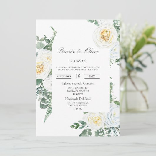 Cadre verdoyant Faire-part de mariage espagnole (Debout devant)