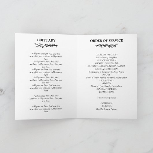 Cadre vert Oval Photo Funeral Programme (Intérieur)