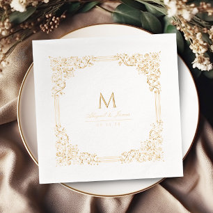 Cadre Vintage Élégant Monogramme de Mariage