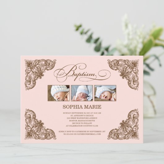 CADRE VINTAGE| INVITATION BAPTISME (Debout devant)