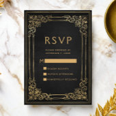 Cadre Vintage Noir Or Mariage RSVP
