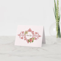 Cadre Vintage Orné avec Fleurs, Merci
