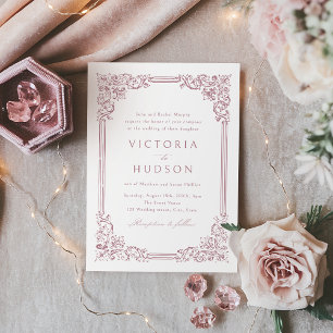 Cadre Vintage Rose Poussiéreux Élégant Invitation