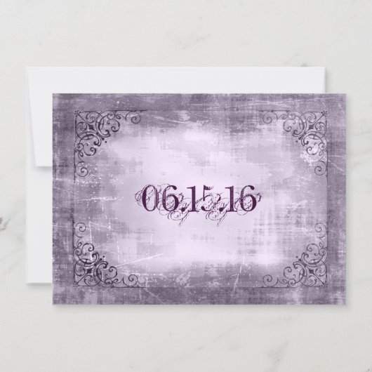 Cadre Vintage rustique Purple Mariage Invitations (Dos)