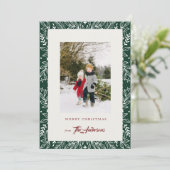 Cadre Vintage vert Botanique Carte photo de Noël (Debout devant)