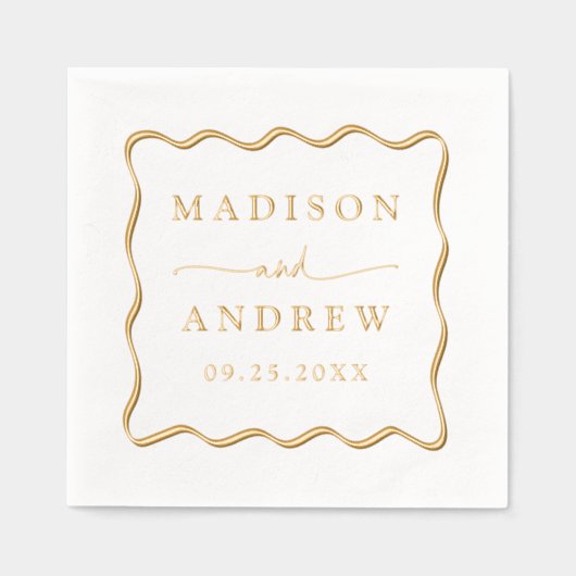 Cadre Wavy moderne Mariage personnalisé (Recto)