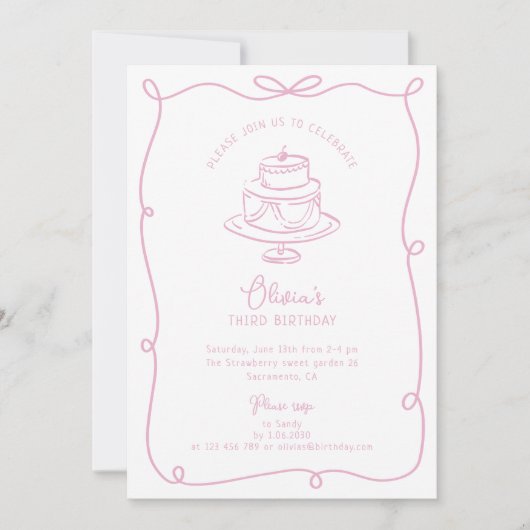 Cadre Whimsical avec invitation d'anniversaire arc (Devant)