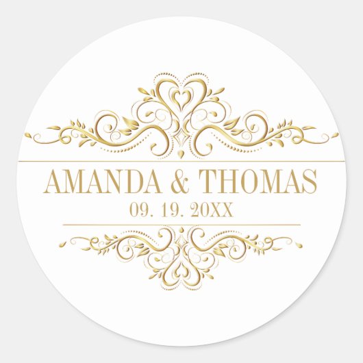 Cadres blancs élégants Stickers de mariage personn (Devant)