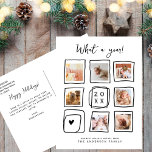 Cadres de Doodles Multiphoto Quel An Noël<br><div class="desc">Cette carte postale de Noël "année en revue" est idéale pour toute personne qui souhaite une belle année à venir pour sa famille et ses amis tout en présentant les meilleurs moments de l'année qui passe. Le design moderne a un style minimaliste et dispose de sept photos personnalisables placées à...</div>