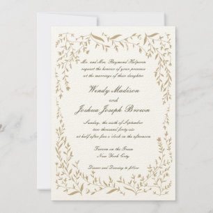 Cadres de vin d'or Invitations de mariage