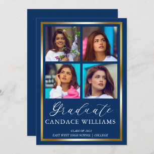 Cadres d'or minimaliste photo Faire-part diplômé