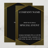 Cadres dorés Black Corporate Party Invitation Card (Devant / Derrière)
