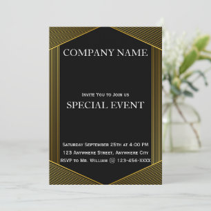 Cadres dorés Black Corporate Party Invitation Card