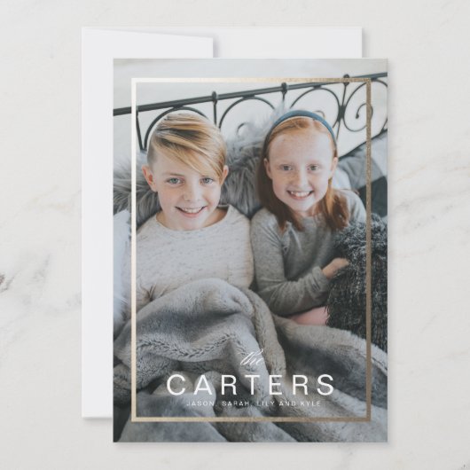 Cadres dorés Nom de famille Carte de Noël (Devant)