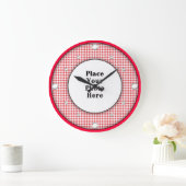 Cadres En vichy Rouge Votre horloge murale photo (Maison)