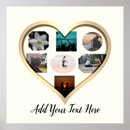 Cadres Gold Heart Photo Collage Poster (Devant)
