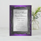 Cadres gothiques Gris violet nuptiale Invitations (Debout devant)