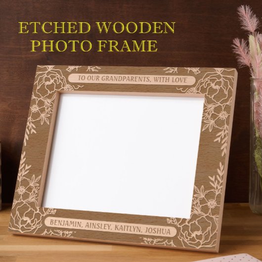 Cadres Gravés 10"x8" Pour Grands-Parents Avec Une Frontière Flor