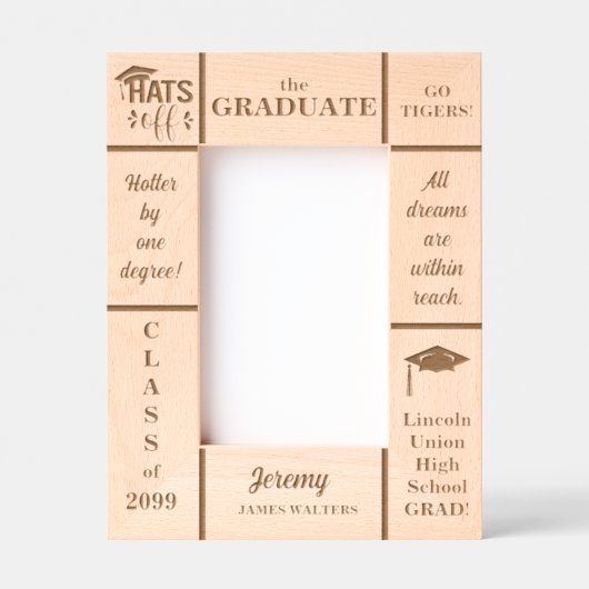 Cadres Gravés 4x6 Graduate Classe de nom personnalisé Année Port (Recto)