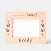 Cadres Gravés Amoureux des chiens mignon - WOOF - Photo bois per (Recto)