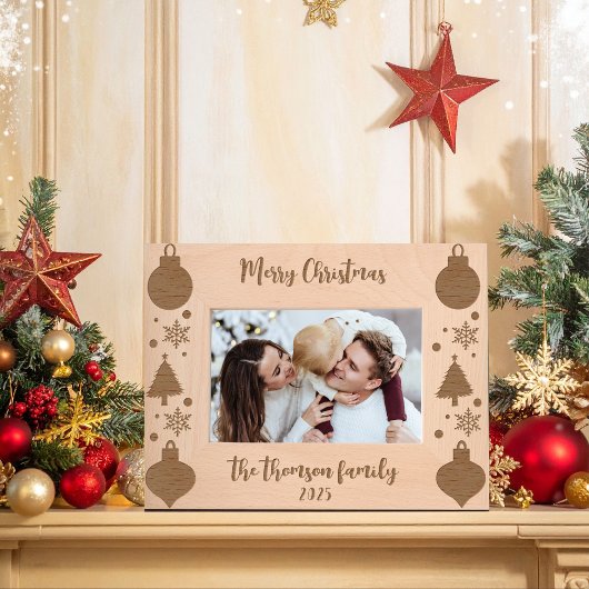 Cadres Gravés Arbre de Noël rustique Snowflake Ornements Script